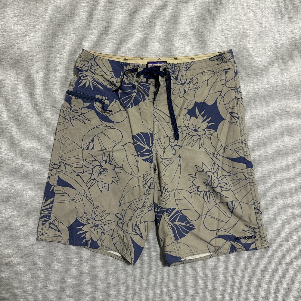 Patagonia Men's Stretch Wavefarer Boardshorts Floral Tropical Gray Blue Mens 33